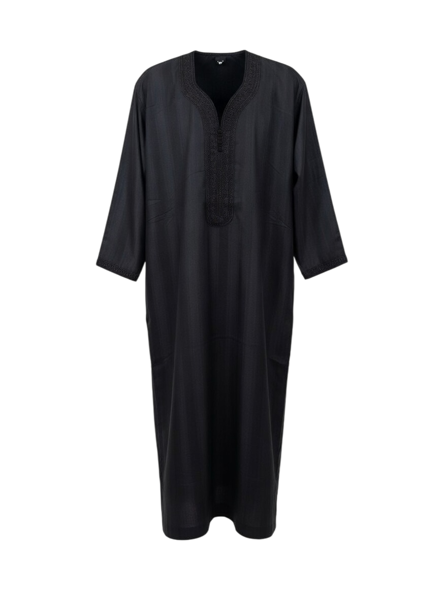 Full Black Moroccan Thobe